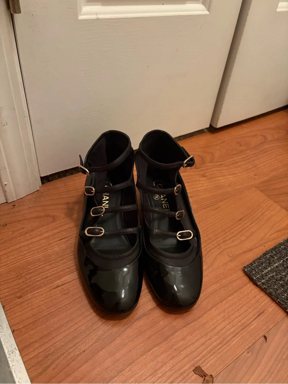 Authentic Chanel Mary Jane Pumps in excellent pre-owned condition.